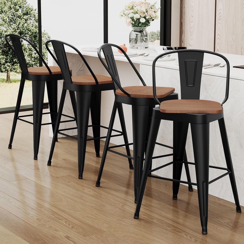 Commercial Kitchen Set - Set of 4 Metal 30 Swivel