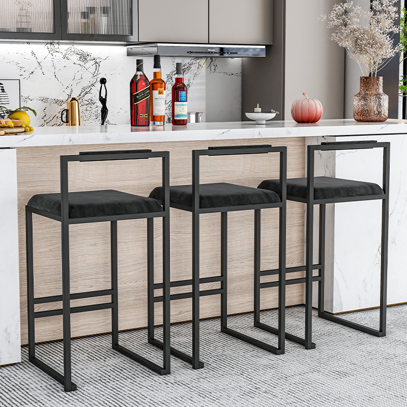 Nordic Velvet Black Bar Chairs - Commercial Kitchen Counter avaliação e preço