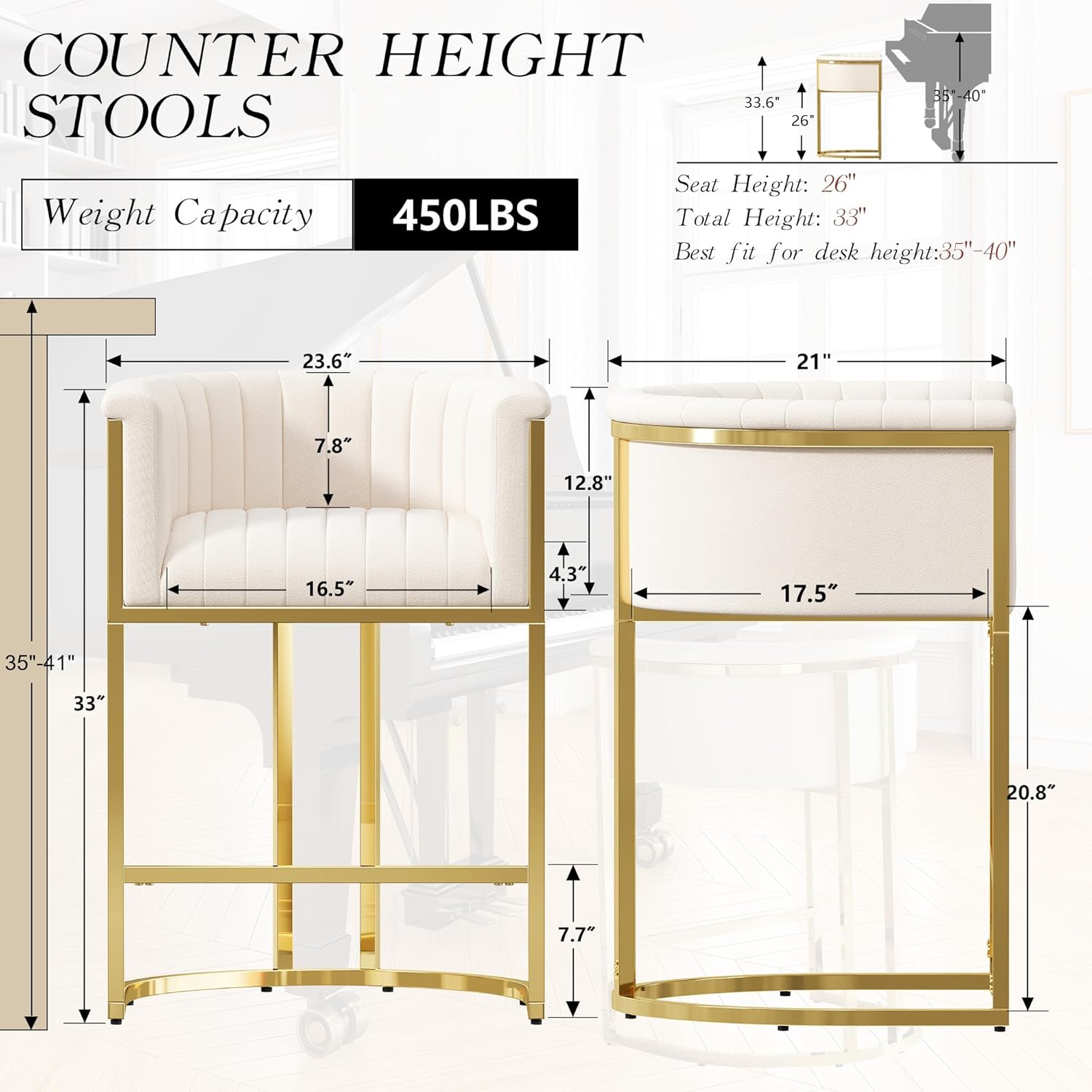 26in Upholstered Counter Heigh - Commercial Kitchen Counter avaliação e preço