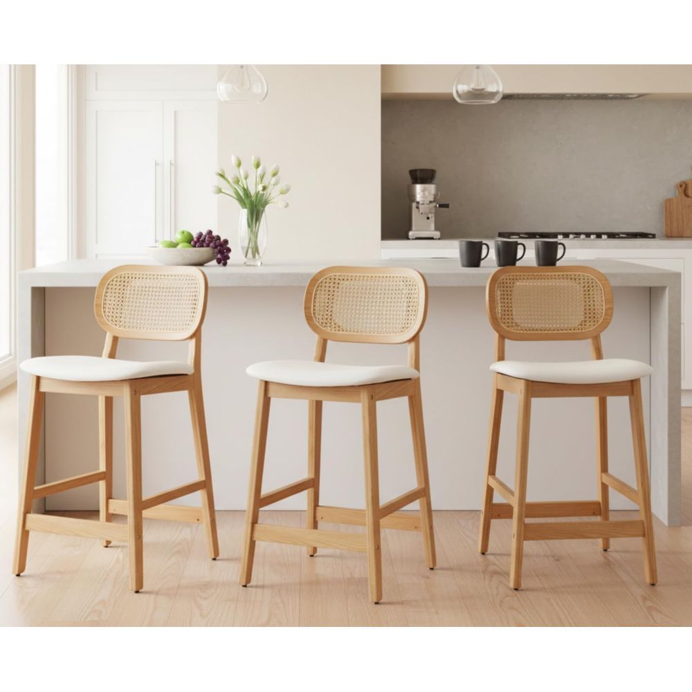 Rattan Bar Stools Set of 3 hol - Commercial Kitchen Counter avaliação e preço