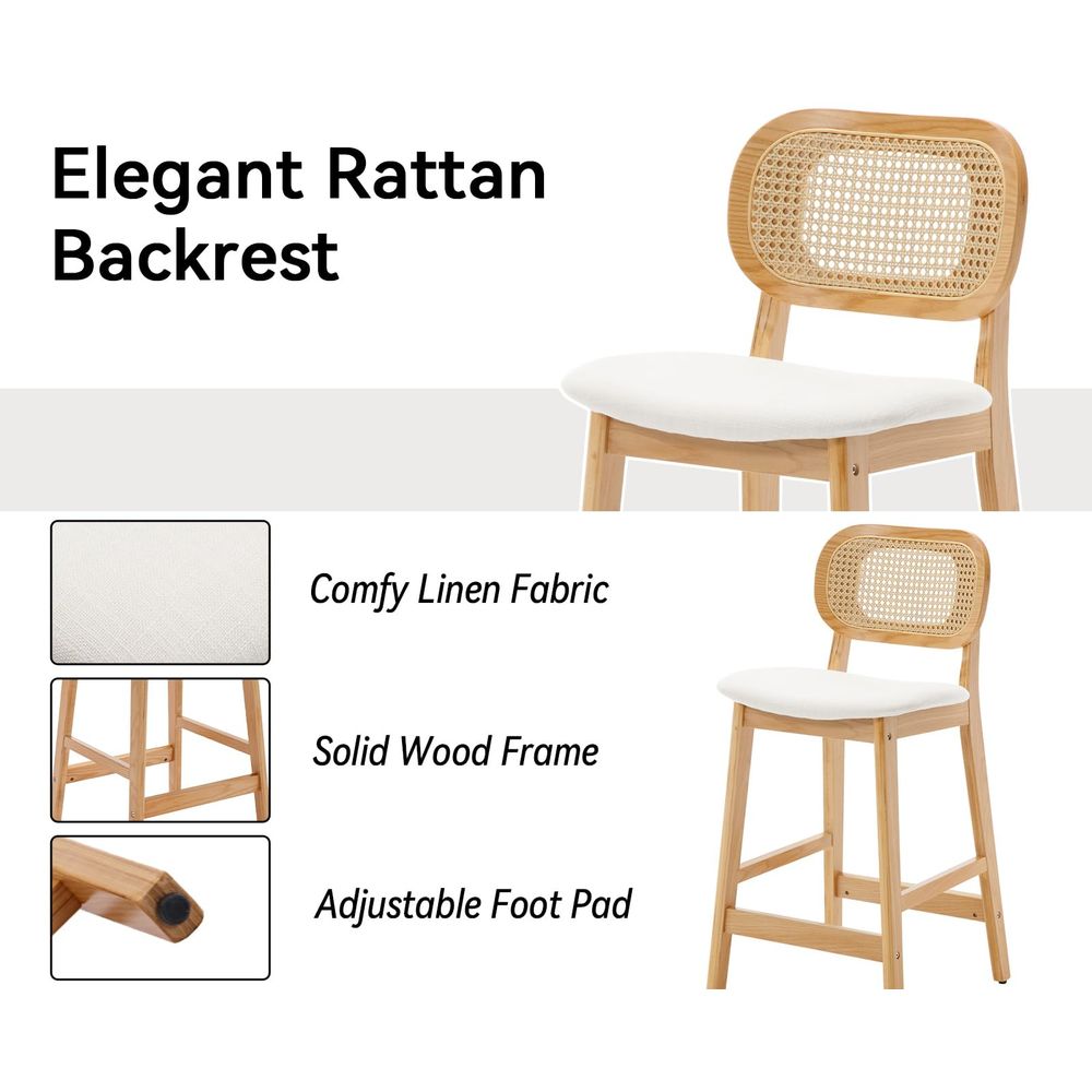 Rattan Bar Stools Set of 3 hol - Commercial Kitchen Counter avaliação e preço