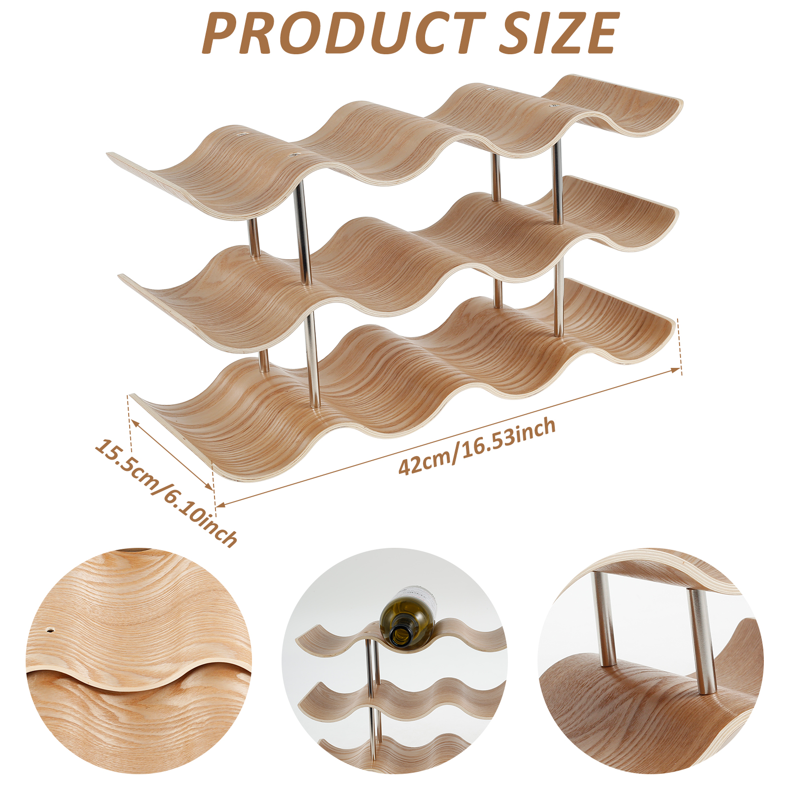 2/3-Tier Wooden Wine Rack Wavy - Commercial Kitchen Organization avaliação e preço