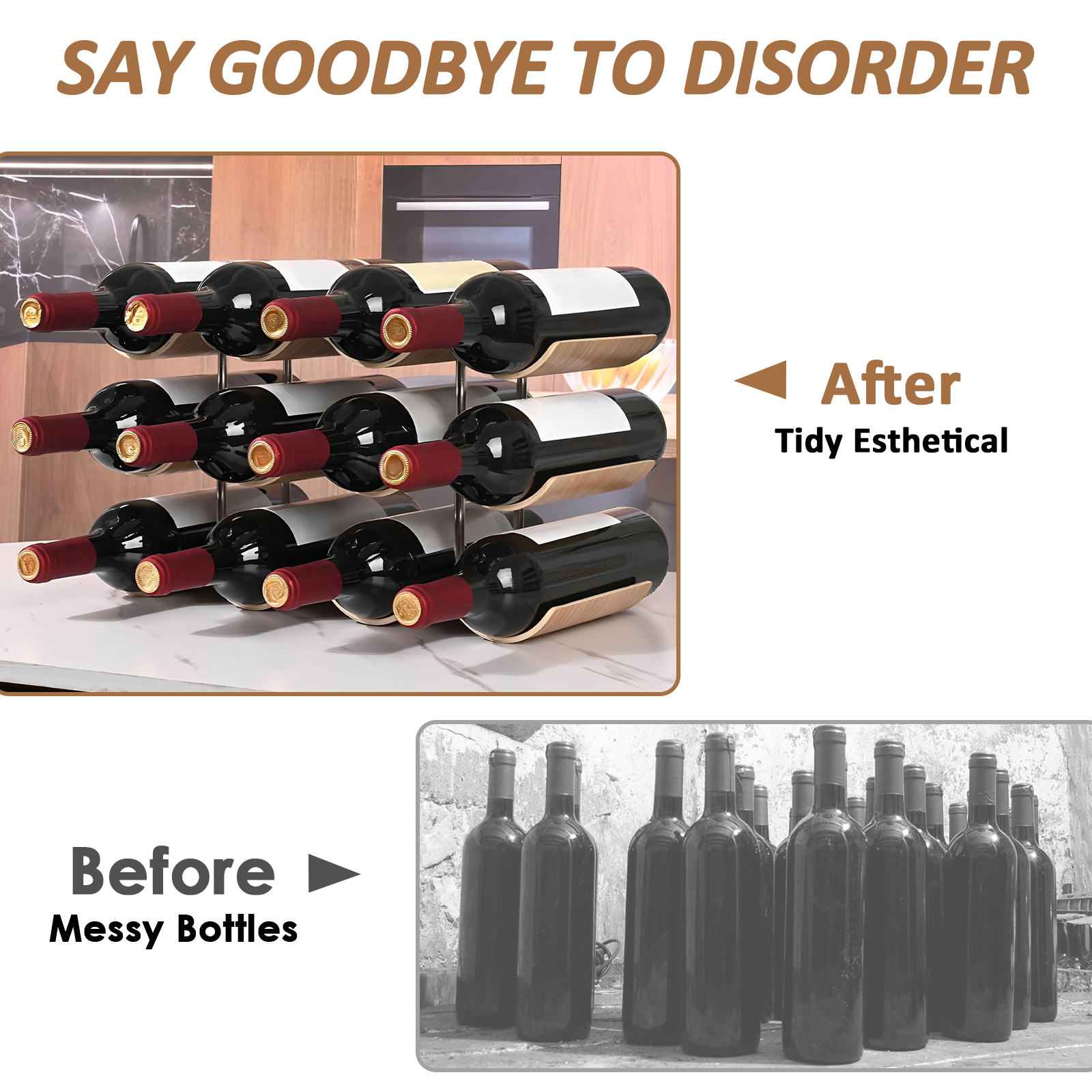 2/3-Tier Wooden Wine Rack Wavy - Commercial Kitchen Organization avaliação e preço
