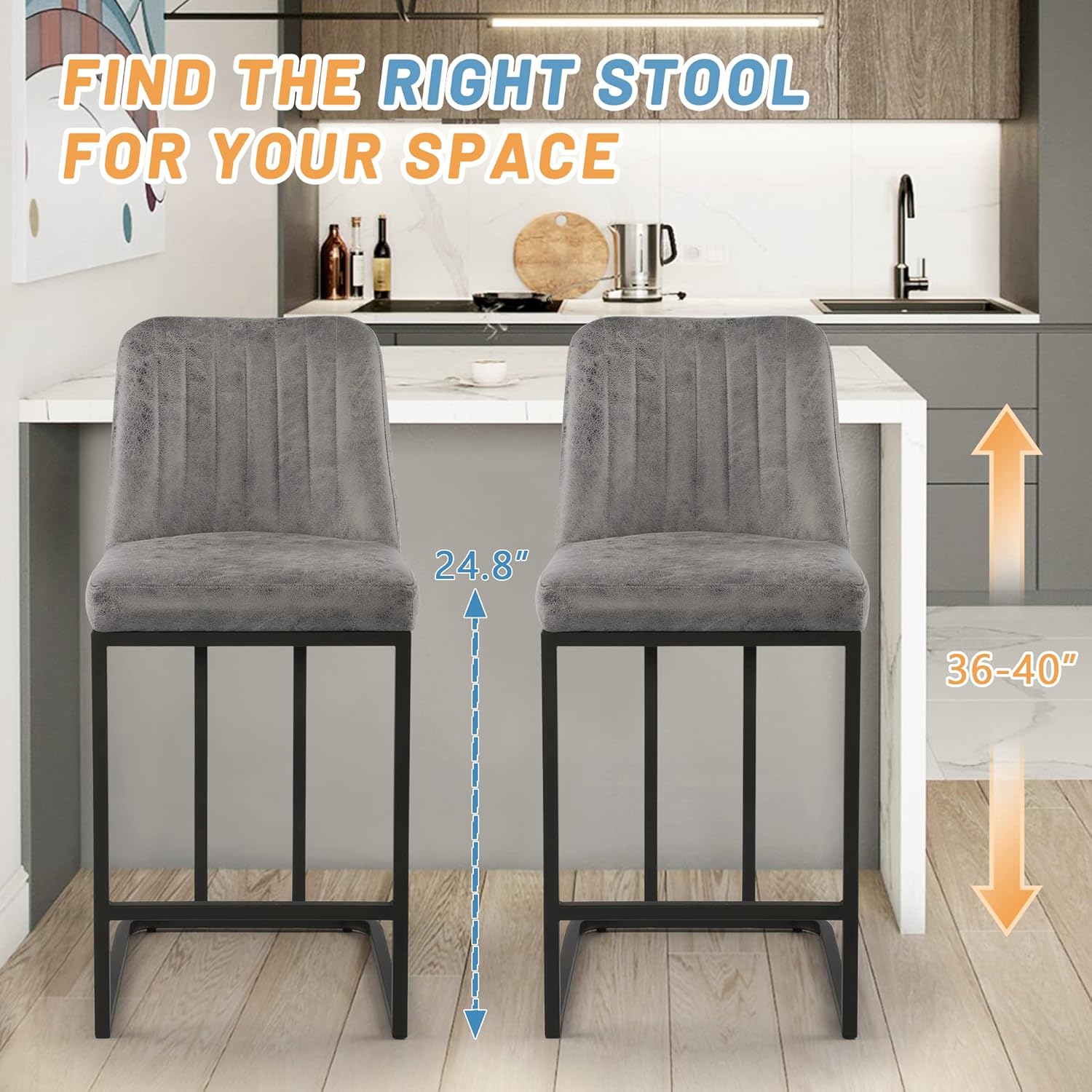 24.8 inch Bar Stools Set of 4, - Commercial Kitchen Counter avaliação e preço
