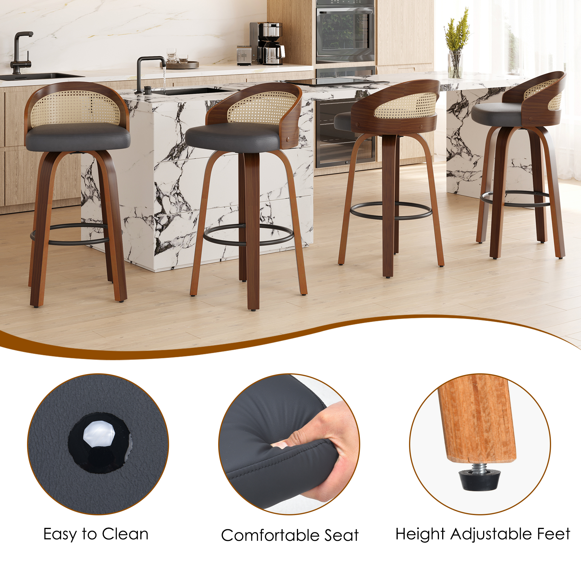 Set of 2 Swivel Bar Stools, Mo - Commercial Kitchen Set avaliação e preço