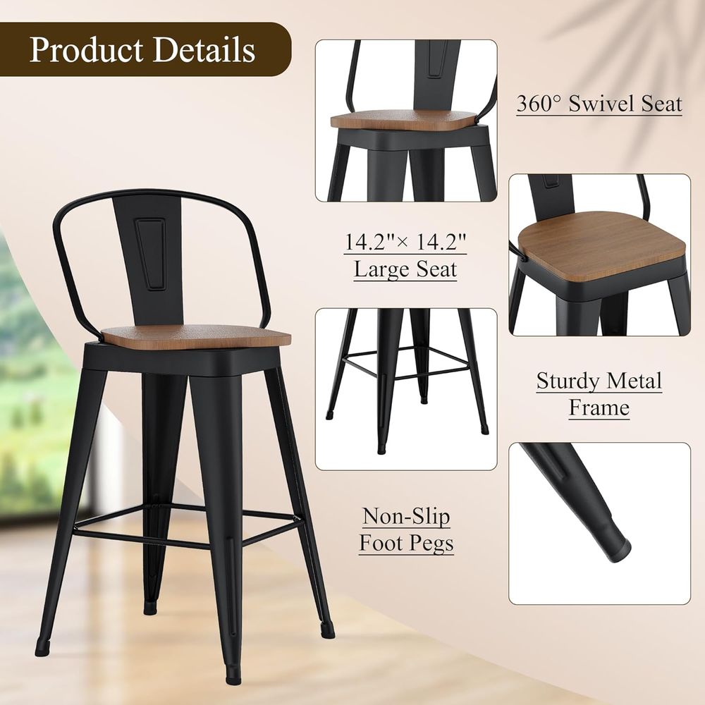 Set of 4 Metal 30 Swivel Bar S - Commercial Kitchen Set avaliação e preço